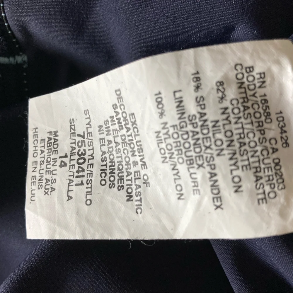 NWT ANNE COLE Blue one piece swimsuit size 14